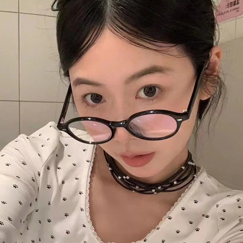 Hawksbill Oval Glasses Frame Women's Anti Blue-Ray