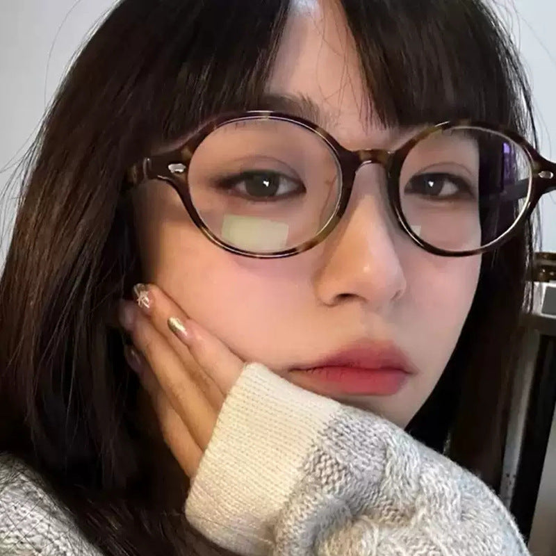 Hawksbill Oval Glasses Frame Women's Anti Blue-Ray