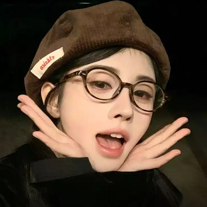 Hawksbill Oval Glasses Frame Women's Anti Blue-Ray